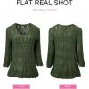 image:imageSHEWIN Womens Spring Tops Crochet 34 Length Sleeve Pullover Sweater Oversized Summer Shirts Trendy Beach Vacation ClothesGreen