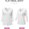 image:imageSHEWIN Womens Spring Tops Crochet 34 Length Sleeve Pullover Sweater Oversized Summer Shirts Trendy Beach Vacation ClothesWhite