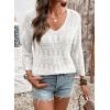 image:imageSHEWIN Womens Spring Tops Crochet 34 Length Sleeve Pullover Sweater Oversized Summer Shirts Trendy Beach Vacation ClothesWhite