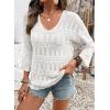 image:imageSHEWIN Womens Spring Tops Crochet 34 Length Sleeve Pullover Sweater Oversized Summer Shirts Trendy Beach Vacation ClothesWhite
