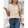 image:imageSHEWIN Womens Spring Tops for Women Casual Crewneck Short Sleeve Shirts Cap Sleeve Knit Sweater Vest Summer TopsBeige