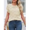 image:imageSHEWIN Womens Spring Tops for Women Casual Crewneck Short Sleeve Shirts Cap Sleeve Knit Sweater Vest Summer TopsBeige