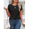 image:imageSHEWIN Womens Spring Tops for Women Casual Crewneck Short Sleeve Shirts Cap Sleeve Knit Sweater Vest Summer TopsBlack