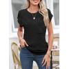 image:imageSHEWIN Womens Spring Tops for Women Casual Crewneck Short Sleeve Shirts Cap Sleeve Knit Sweater Vest Summer TopsBlack