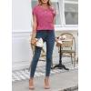 image:imageSHEWIN Womens Spring Tops for Women Casual Crewneck Short Sleeve Shirts Cap Sleeve Knit Sweater Vest Summer TopsBright Pink