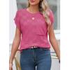 image:imageSHEWIN Womens Spring Tops for Women Casual Crewneck Short Sleeve Shirts Cap Sleeve Knit Sweater Vest Summer TopsBright Pink