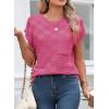 image:imageSHEWIN Womens Spring Tops for Women Casual Crewneck Short Sleeve Shirts Cap Sleeve Knit Sweater Vest Summer TopsBright Pink