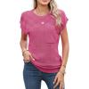 image:imageSHEWIN Womens Spring Tops for Women Casual Crewneck Short Sleeve Shirts Cap Sleeve Knit Sweater Vest Summer TopsBright Pink