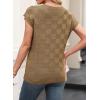 image:imageSHEWIN Womens Spring Tops for Women Casual Crewneck Short Sleeve Shirts Cap Sleeve Knit Sweater Vest Summer TopsCamel