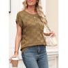 image:imageSHEWIN Womens Spring Tops for Women Casual Crewneck Short Sleeve Shirts Cap Sleeve Knit Sweater Vest Summer TopsCamel