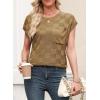 image:imageSHEWIN Womens Spring Tops for Women Casual Crewneck Short Sleeve Shirts Cap Sleeve Knit Sweater Vest Summer TopsCamel