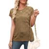 image:imageSHEWIN Womens Spring Tops for Women Casual Crewneck Short Sleeve Shirts Cap Sleeve Knit Sweater Vest Summer TopsCamel