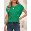image:imageSHEWIN Womens Spring Tops for Women Casual Crewneck Short Sleeve Shirts Cap Sleeve Knit Sweater Vest Summer TopsDark Green