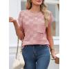 image:imageSHEWIN Womens Spring Tops for Women Casual Crewneck Short Sleeve Shirts Cap Sleeve Knit Sweater Vest Summer TopsDusty Pink