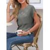 image:imageSHEWIN Womens Spring Tops for Women Casual Crewneck Short Sleeve Shirts Cap Sleeve Knit Sweater Vest Summer TopsGray