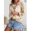 image:imageSHEWIN Womens Summer Tops Hollow Out Beach Crochet Cover Ups V Neck 34 Sleeve Pullover Sweater ShirtsBeige