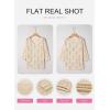 image:imageSHEWIN Womens Summer Tops Hollow Out Beach Crochet Cover Ups V Neck 34 Sleeve Pullover Sweater ShirtsBeige