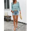 image:imageSHEWIN Womens Summer Tops Hollow Out Beach Crochet Cover Ups V Neck 34 Sleeve Pullover Sweater ShirtsIceland Blue