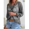 image:imageSHEWIN Womens Summer Tops Hollow Out Beach Crochet Cover Ups V Neck 34 Sleeve Pullover Sweater ShirtsMedium Grey