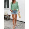 image:imageSHEWIN Womens Summer Tops Hollow Out Beach Crochet Cover Ups V Neck 34 Sleeve Pullover Sweater ShirtsMint Green