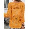 image:imageSHEWIN Womens Summer Tops Hollow Out Beach Crochet Cover Ups V Neck 34 Sleeve Pullover Sweater ShirtsOrange