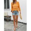 image:imageSHEWIN Womens Summer Tops Hollow Out Beach Crochet Cover Ups V Neck 34 Sleeve Pullover Sweater ShirtsOrange