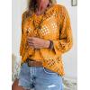 image:imageSHEWIN Womens Summer Tops Hollow Out Beach Crochet Cover Ups V Neck 34 Sleeve Pullover Sweater ShirtsOrange