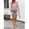 image:imageSHEWIN Womens Summer Tops Hollow Out Beach Crochet Cover Ups V Neck 34 Sleeve Pullover Sweater ShirtsPink