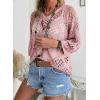 image:imageSHEWIN Womens Summer Tops Hollow Out Beach Crochet Cover Ups V Neck 34 Sleeve Pullover Sweater ShirtsPink