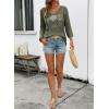 image:imageSHEWIN Womens Summer Tops Hollow Out Beach Crochet Cover Ups V Neck 34 Sleeve Pullover Sweater ShirtsVineyard Green