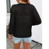image:imageSHEWIN Womens Sweaters Crew Neck 34 Length Sleeve Crochet Tops Knit Beach Cover Ups Spring Outfits for WomenBlack