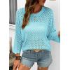 image:imageSHEWIN Womens Sweaters Crew Neck 34 Length Sleeve Crochet Tops Knit Beach Cover Ups Spring Outfits for WomenBlue