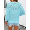 image:imageSHEWIN Womens Sweaters Crew Neck 34 Length Sleeve Crochet Tops Knit Beach Cover Ups Spring Outfits for WomenBlue