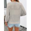 image:imageSHEWIN Womens Sweaters Crew Neck 34 Length Sleeve Crochet Tops Knit Beach Cover Ups Spring Outfits for WomenLight Grey