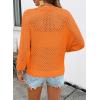 image:imageSHEWIN Womens Sweaters Crew Neck 34 Length Sleeve Crochet Tops Knit Beach Cover Ups Spring Outfits for WomenOrange
