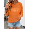 image:imageSHEWIN Womens Sweaters Crew Neck 34 Length Sleeve Crochet Tops Knit Beach Cover Ups Spring Outfits for WomenOrange