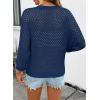 image:imageSHEWIN Womens Sweaters Crew Neck 34 Length Sleeve Crochet Tops Knit Beach Cover Ups Spring Outfits for WomenSail Blue