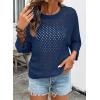 image:imageSHEWIN Womens Sweaters Crew Neck 34 Length Sleeve Crochet Tops Knit Beach Cover Ups Spring Outfits for WomenSail Blue