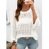 image:imageSHEWIN Womens Sweaters Crew Neck 34 Length Sleeve Crochet Tops Knit Beach Cover Ups Spring Outfits for WomenWhite