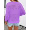 image:imageSHEWIN Womens Sweaters Crew Neck 34 Length Sleeve Crochet Tops Knit Beach Cover Ups Spring Outfits for WomenWisteria