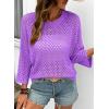 image:imageSHEWIN Womens Sweaters Crew Neck 34 Length Sleeve Crochet Tops Knit Beach Cover Ups Spring Outfits for WomenWisteria