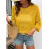 image:imageSHEWIN Womens Sweaters Crew Neck 34 Length Sleeve Crochet Tops Knit Beach Cover Ups Spring Outfits for WomenYellow