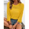 image:imageSHEWIN Womens Sweaters Crew Neck 34 Length Sleeve Crochet Tops Knit Beach Cover Ups Spring Outfits for WomenYellow