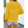 image:imageSHEWIN Womens Sweaters Crew Neck 34 Length Sleeve Crochet Tops Knit Beach Cover Ups Spring Outfits for WomenYellow