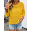 image:imageSHEWIN Womens Sweaters Crew Neck 34 Length Sleeve Crochet Tops Knit Beach Cover Ups Spring Outfits for WomenYellow