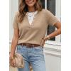 image:imageSHEWIN Womens Sweaters Short Sleeve Color Block Tops Lightweight Summer Spring Shirts Business Casual PulloversApricot