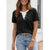image:imageSHEWIN Womens Sweaters Short Sleeve Color Block Tops Lightweight Summer Spring Shirts Business Casual PulloversBlack
