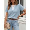 image:imageSHEWIN Womens Sweaters Short Sleeve Color Block Tops Lightweight Summer Spring Shirts Business Casual PulloversBlue