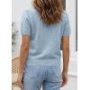 image:imageSHEWIN Womens Sweaters Short Sleeve Color Block Tops Lightweight Summer Spring Shirts Business Casual PulloversBlue