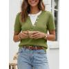 image:imageSHEWIN Womens Sweaters Short Sleeve Color Block Tops Lightweight Summer Spring Shirts Business Casual PulloversGreen
